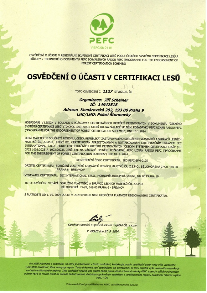 Certifikát PEFC